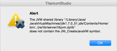 Java Error message stating that the JVM shared library libjvm.dylib does not contain the JNI_CreateJavaVM symbol