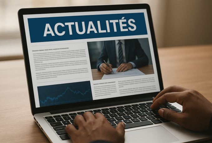 Image montrant les mains d'une personne de race noir consultant les actualités sur un ordinateur